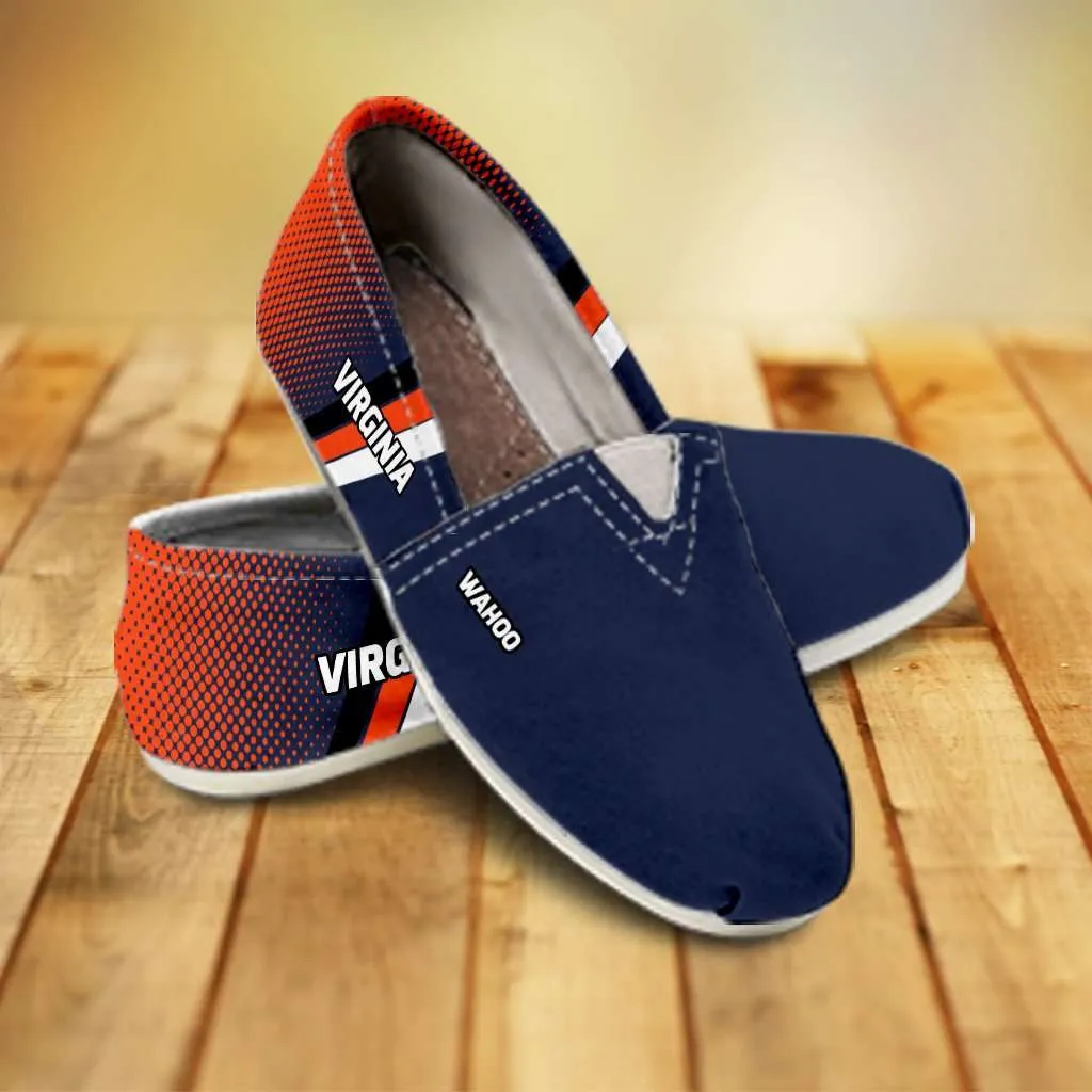 Wahoo Virginia Cavaliers Basketball Fans Casual Canvas Slip on Shoes Women's Flats