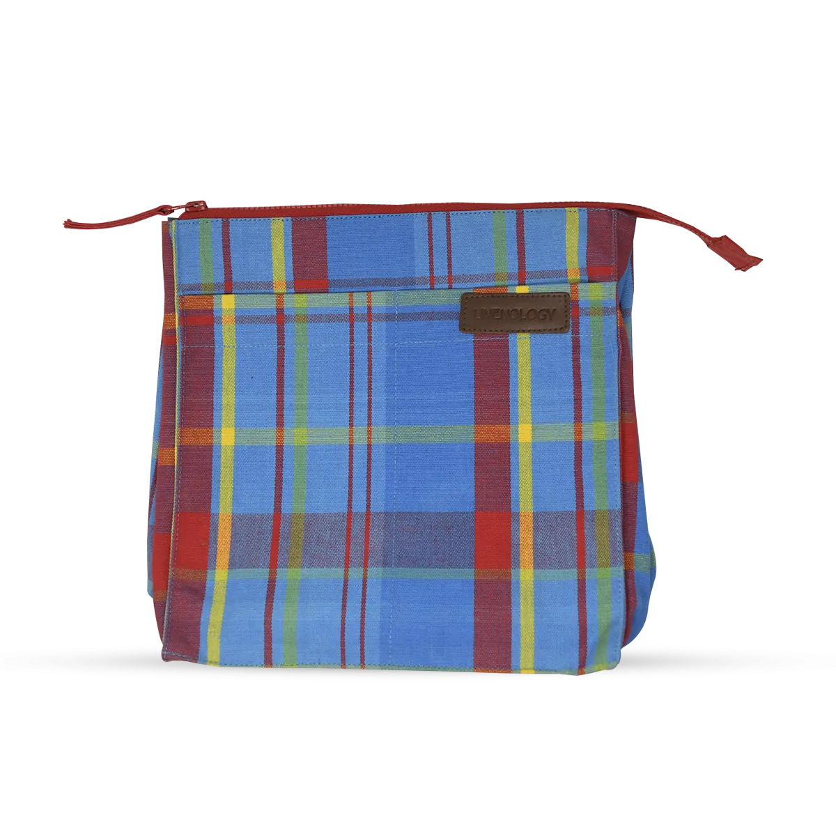 Wash Bag Tall - Manic Madras - Blue