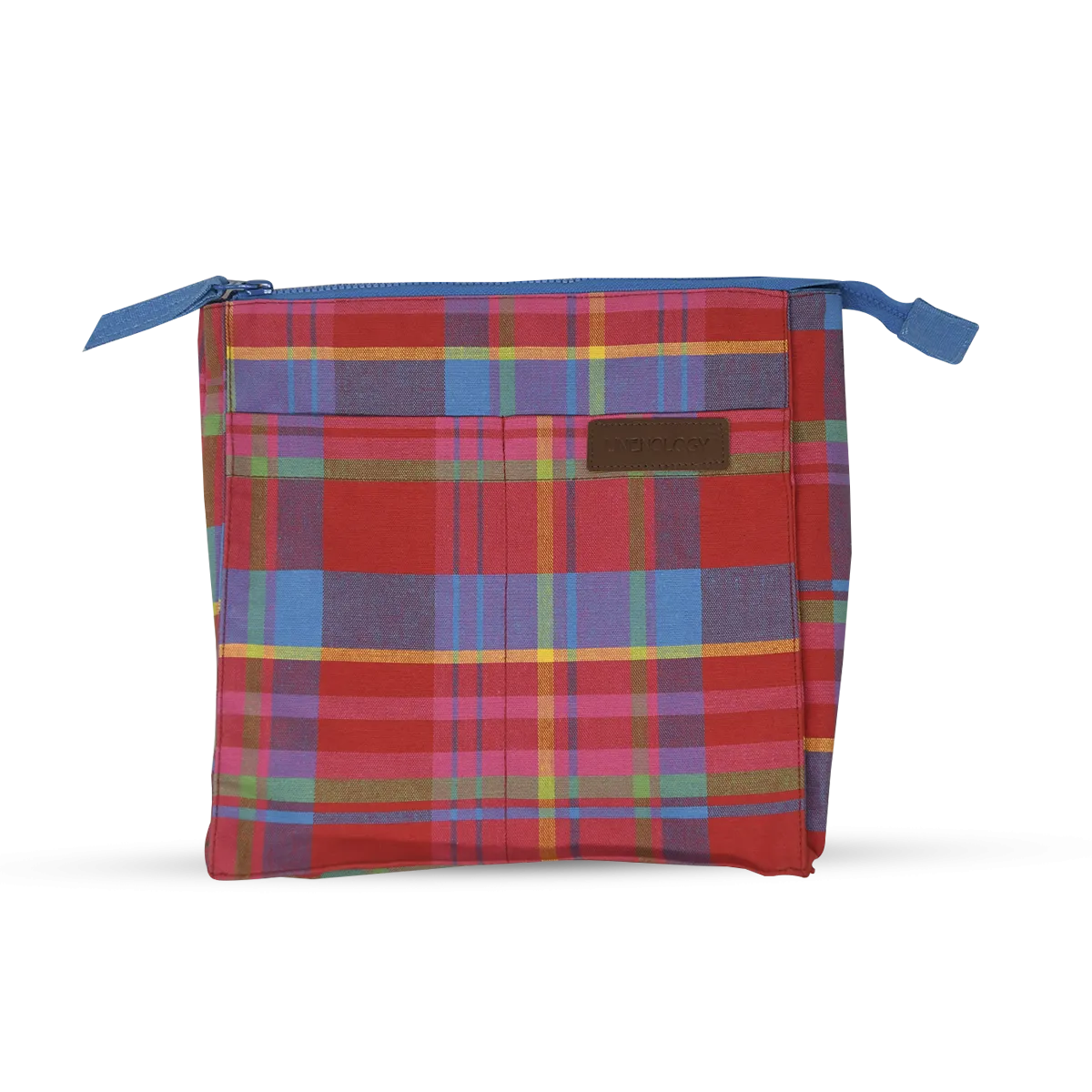 Wash Bag Tall - Manic Madras - Red