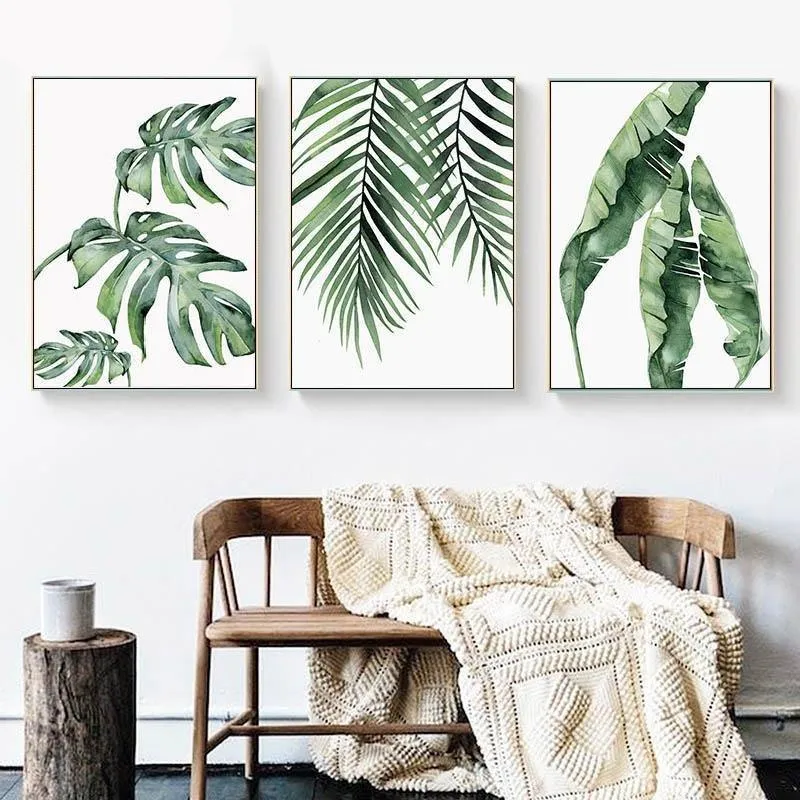 Watercolor Leaves Wall Art Canvas Prints (60x80cm)