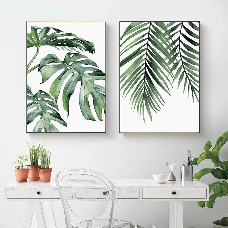 Watercolor Leaves Wall Art Canvas Prints (60x80cm)