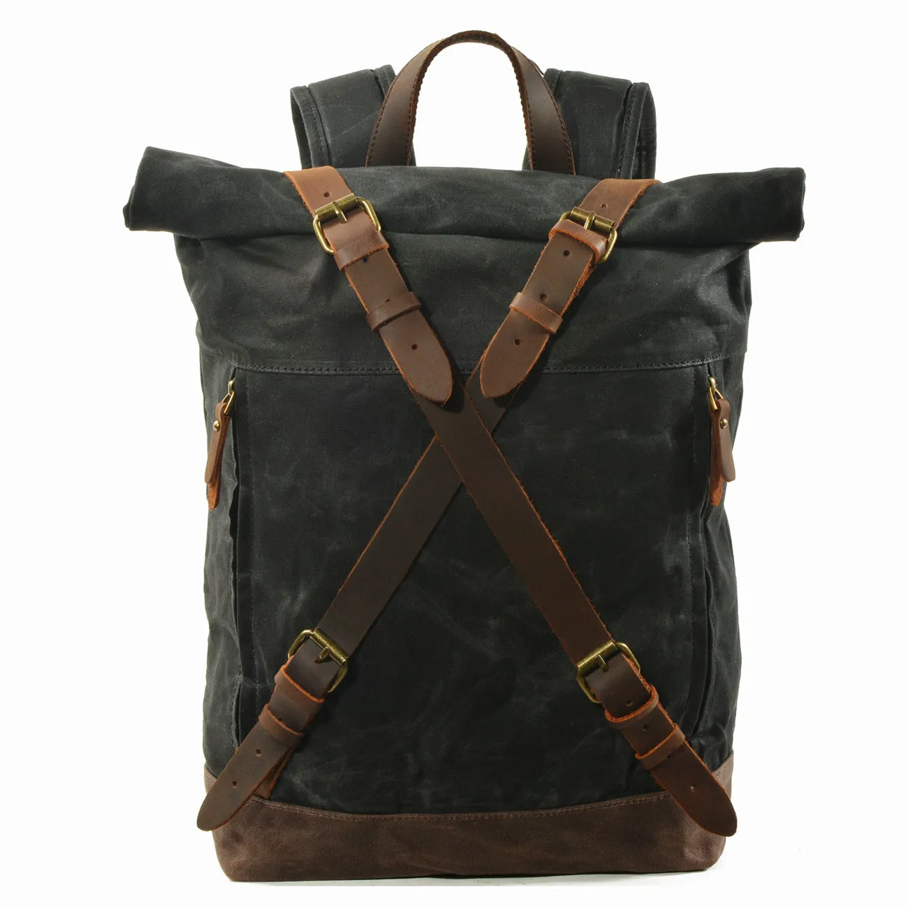 Waxed Canvas Backpack Rucksack Travel Backpack Hipster Rolltop Backpack Laptop College Backpack