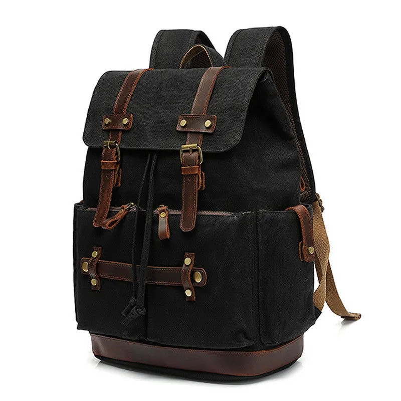 Waxed Canvas Hiking Backpack Waterproof Laptop Backpack School Rucksack