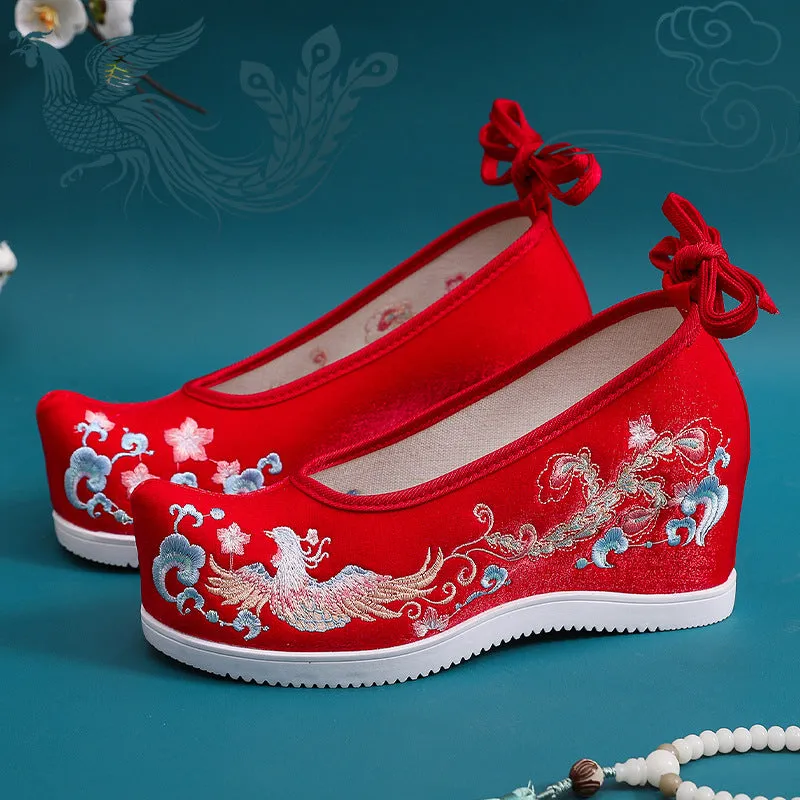 Wedding Ethnic Style Chinese Red Embroidery Canvas Shoes