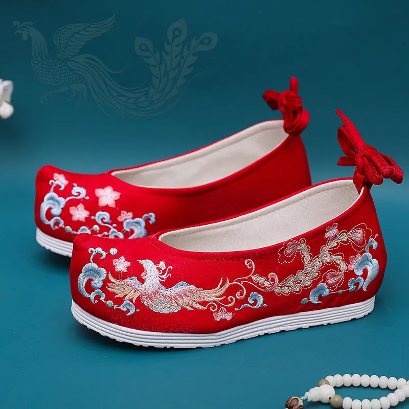 Wedding Ethnic Style Chinese Red Embroidery Canvas Shoes