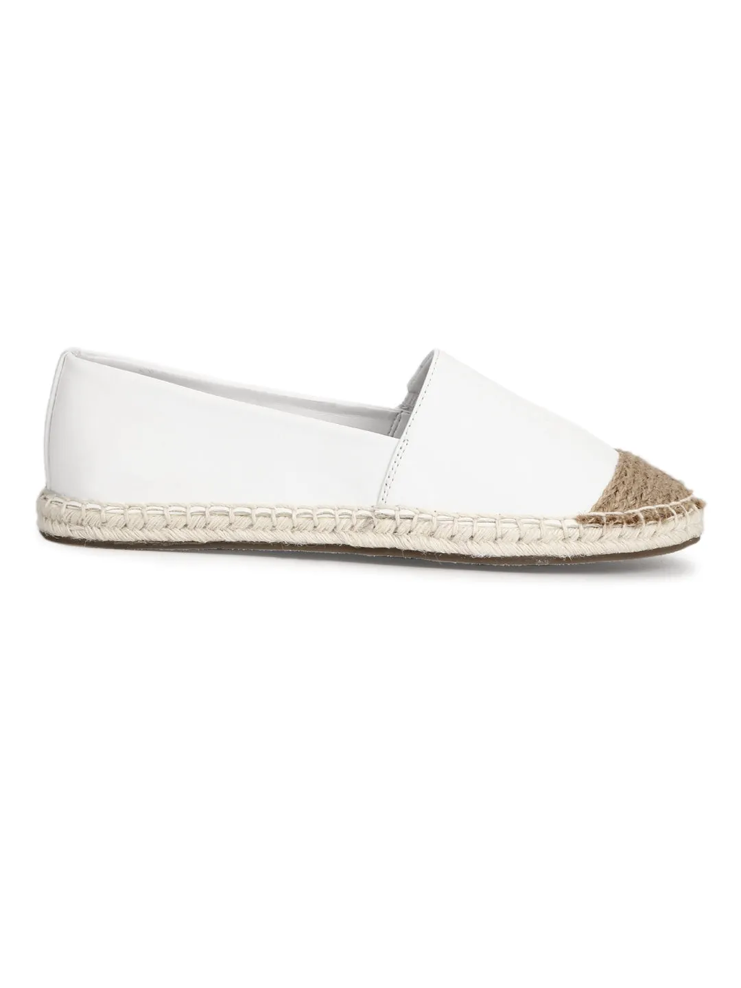 White Canvas Slip On Espadrille Shoes