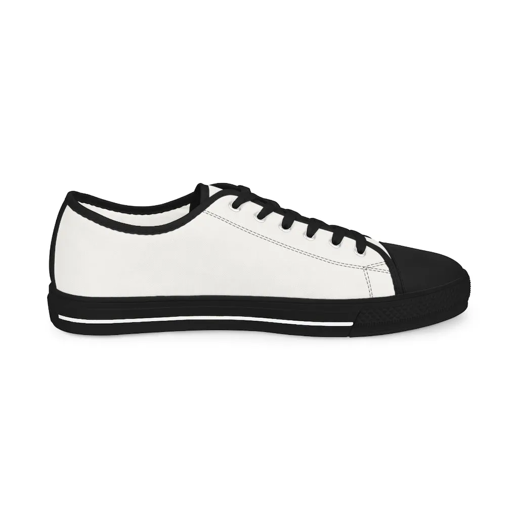 White Color Men's Sneakers, Best Solid White Color Men's Low Top Sneakers Running Canvas Shoes