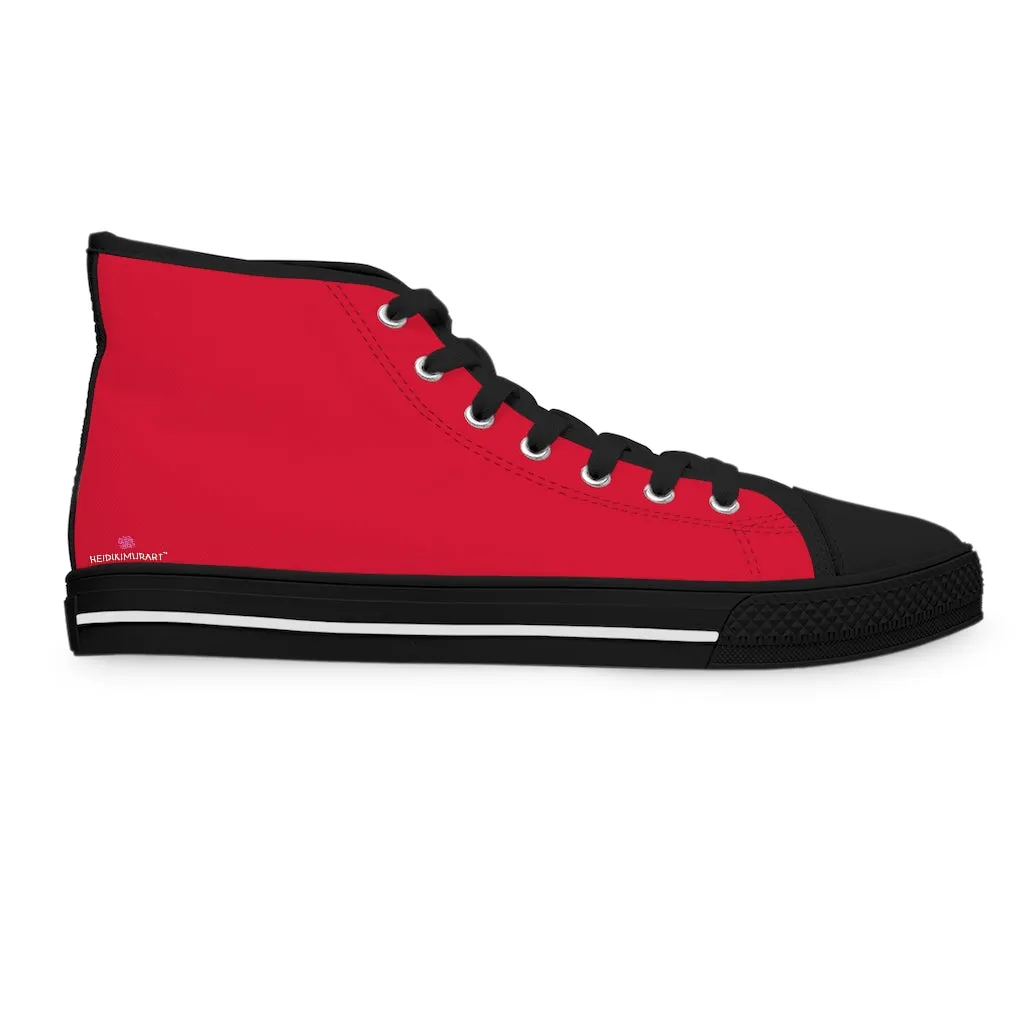 Wine Red Ladies' High Tops, Solid Color Best Women's High Top Sneakers (US Size: 5.5-12)