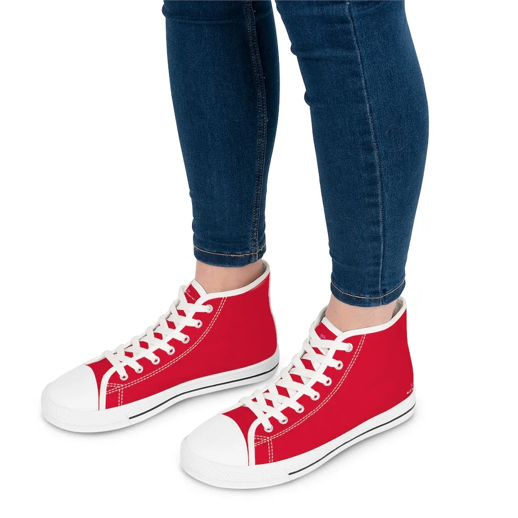 Wine Red Ladies' High Tops, Solid Color Best Women's High Top Sneakers (US Size: 5.5-12)