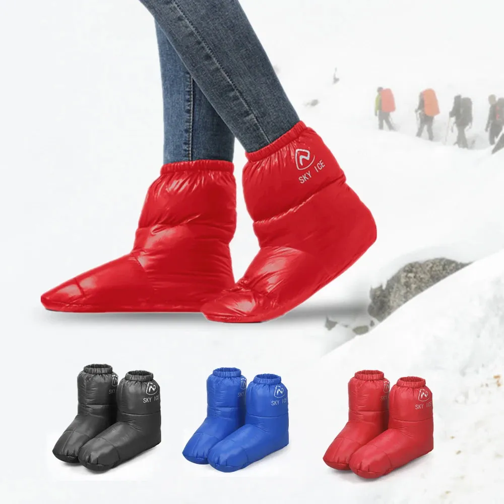 Winter Warm Duck Down Slippers Boots Warm Down Foot Cover Socks Home Outdoor Camping Shoes Boots Footwear for Men Women