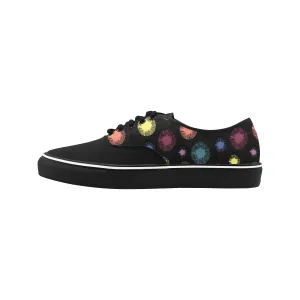 Women's Big Size Atomic Black Polka Print Canvas Low Top Shoes