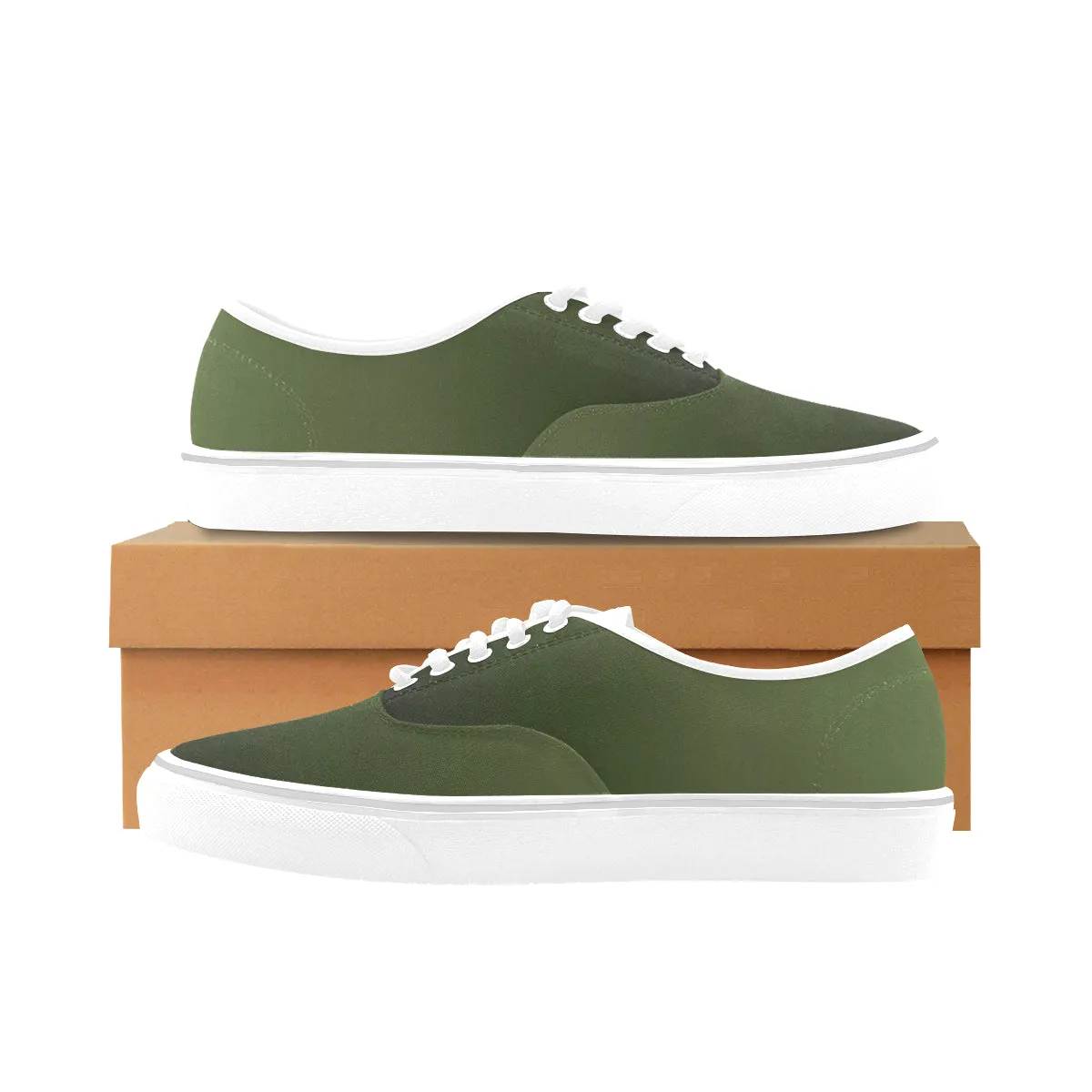 Women's Big Size Olive Gradient Print Low Top Canvas Shoes