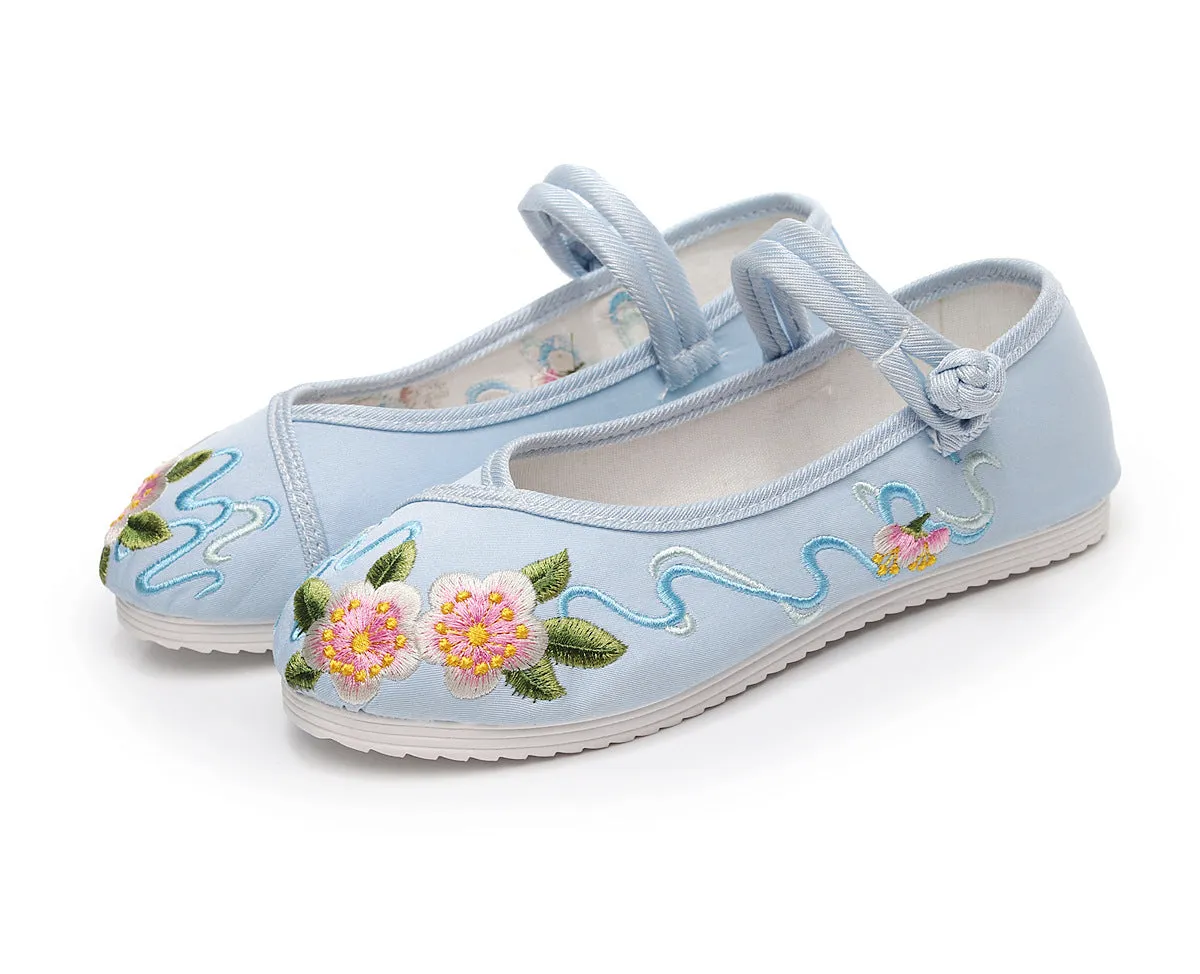 Women's Clothing Embroidered Buckle Height Increasing Insole Canvas Shoes