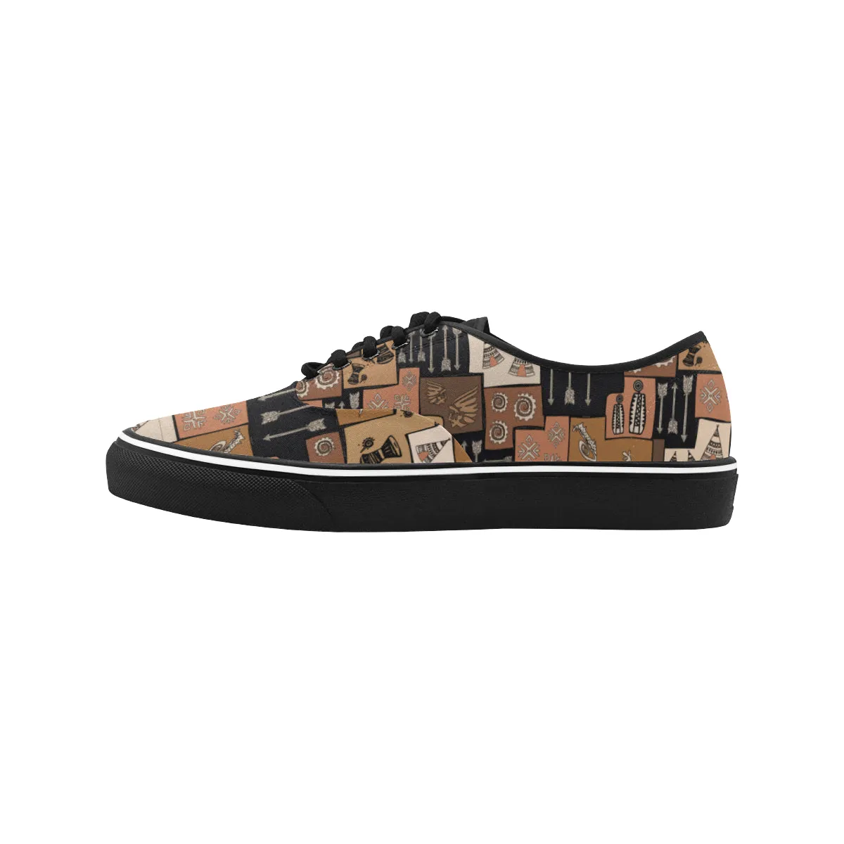 Women's Earthy Blocks Tribal Print Low Top Canvas Shoes