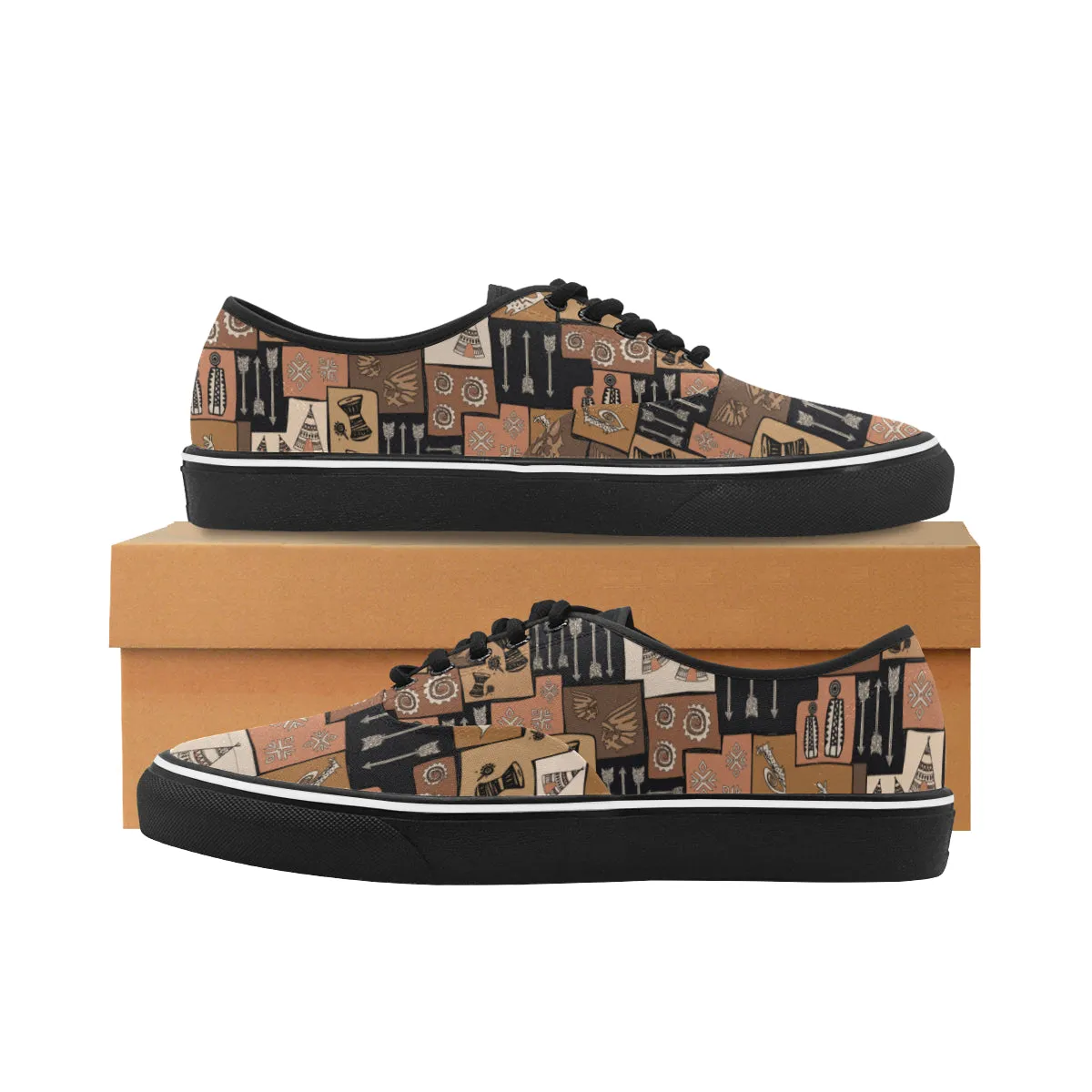 Women's Earthy Blocks Tribal Print Low Top Canvas Shoes