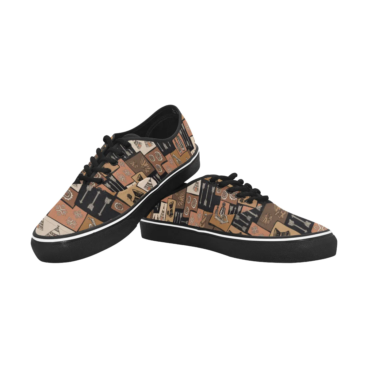 Women's Earthy Blocks Tribal Print Low Top Canvas Shoes