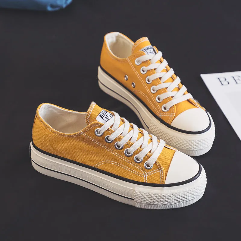 Women's Height Increasing Replica Korean Style Versatile Canvas Shoes