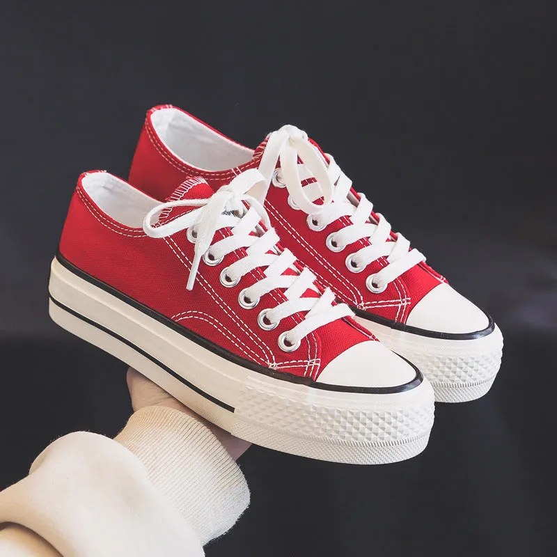 Women's Height Increasing Replica Korean Style Versatile Canvas Shoes