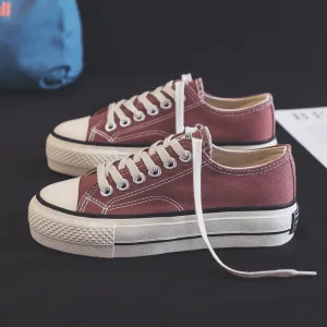 Women's Height Increasing Replica Korean Style Versatile Canvas Shoes