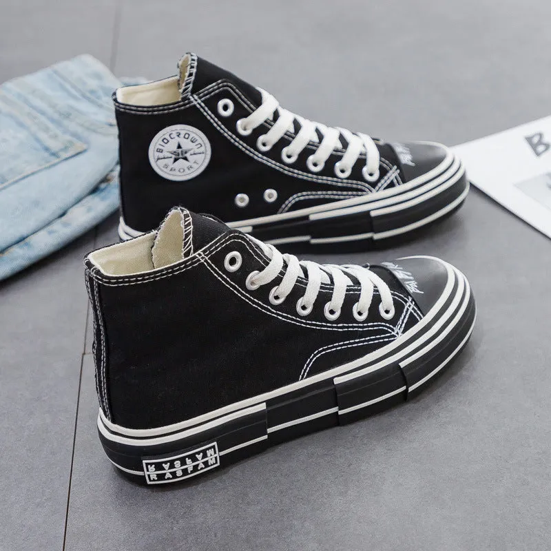 Women's High Top Little Black Korean Style Canvas Shoes