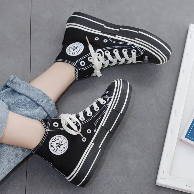 Women's High Top Little Black Korean Style Canvas Shoes