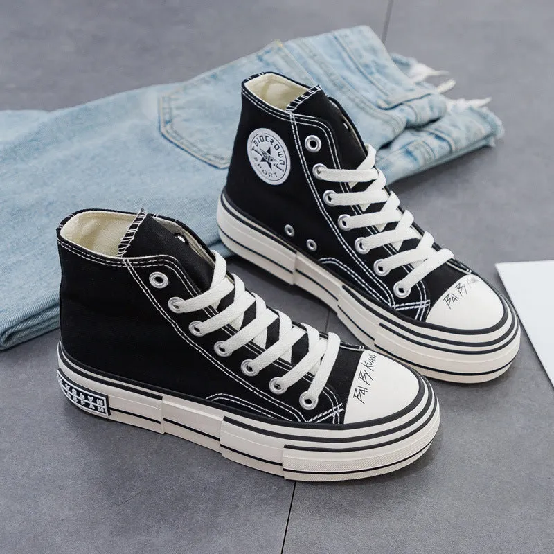 Women's High Top Little Black Korean Style Canvas Shoes