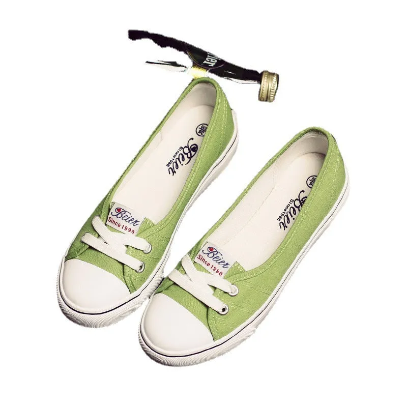 Women's Low-cut Korean Style Cloth Slip On Canvas Shoes