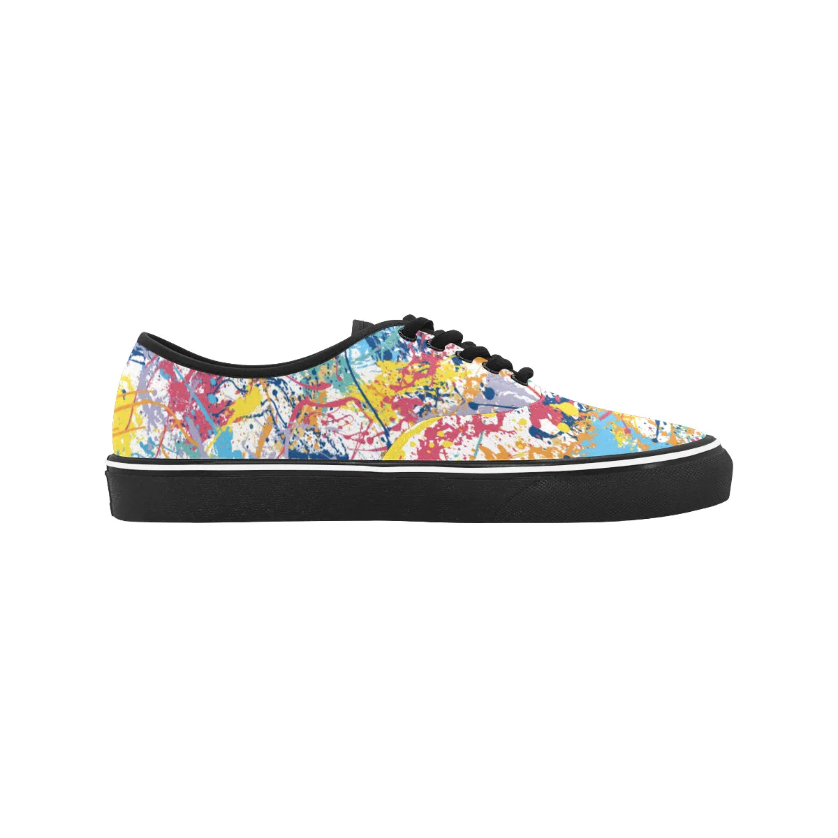 Women's Multicolored Paint Splatter Print Canvas Low Top Shoes