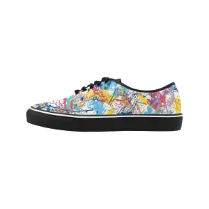 Women's Multicolored Paint Splatter Print Canvas Low Top Shoes