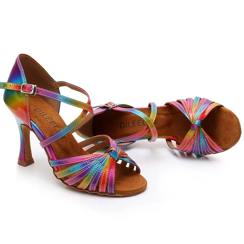 Women's Rainbow Leatherette Customized Heel Latin Dance Shoes Ballroom Dance Shoes Dance Heels