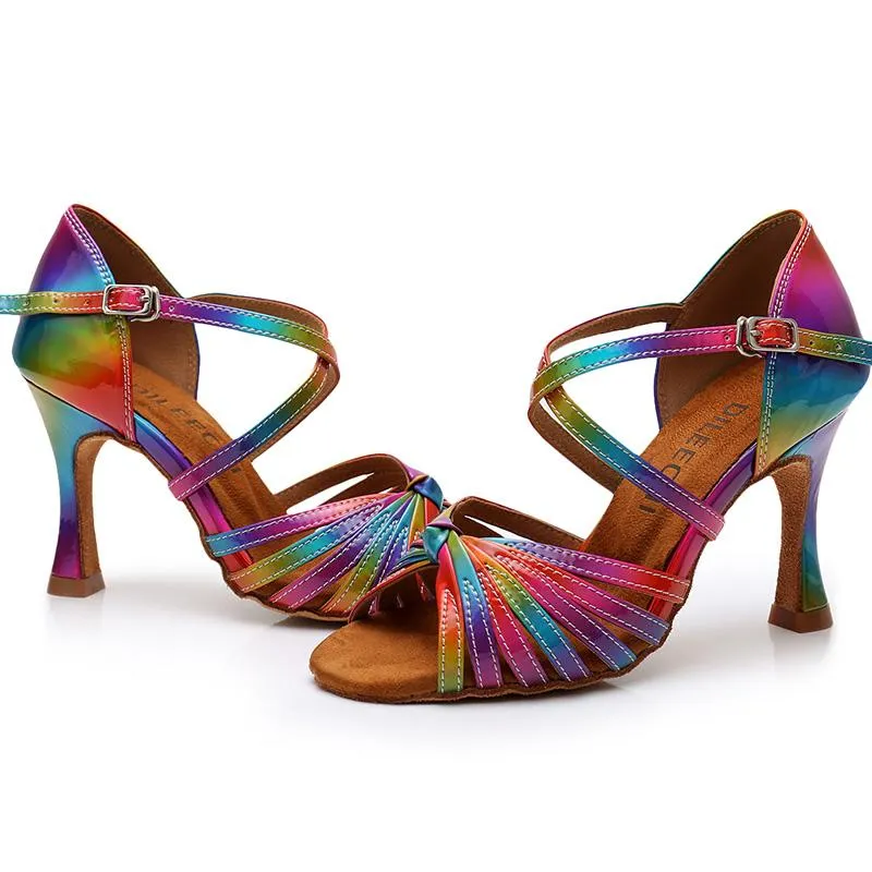 Women's Rainbow Leatherette Customized Heel Latin Dance Shoes Ballroom Dance Shoes Dance Heels