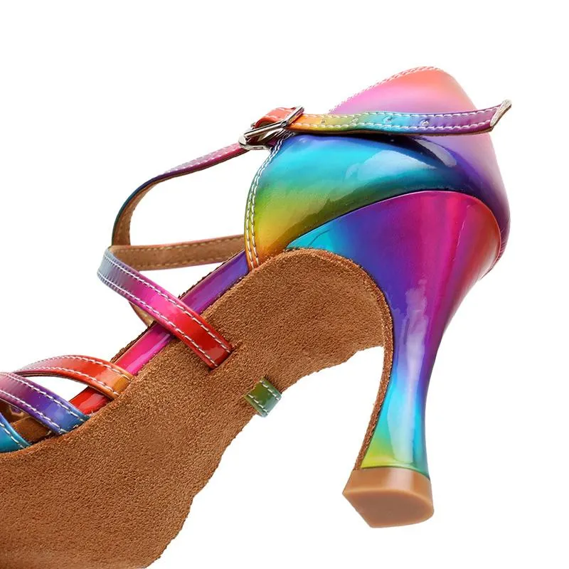 Women's Rainbow Leatherette Customized Heel Latin Dance Shoes Ballroom Dance Shoes Dance Heels