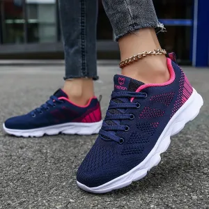 Womens Super-Breathable Lace-Up Sport Shoes - Lightweight & Fashionable Flying Woven Design - Ideal for Casual Everyday Wear - Durable & Comfortable