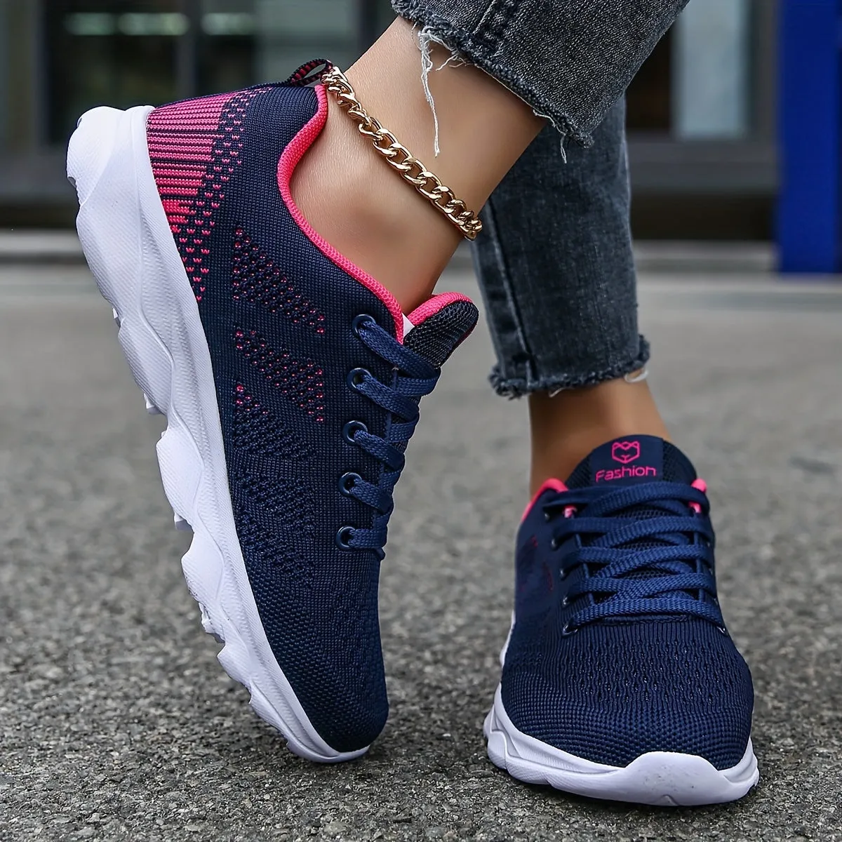 Womens Super-Breathable Lace-Up Sport Shoes - Lightweight & Fashionable Flying Woven Design - Ideal for Casual Everyday Wear - Durable & Comfortable