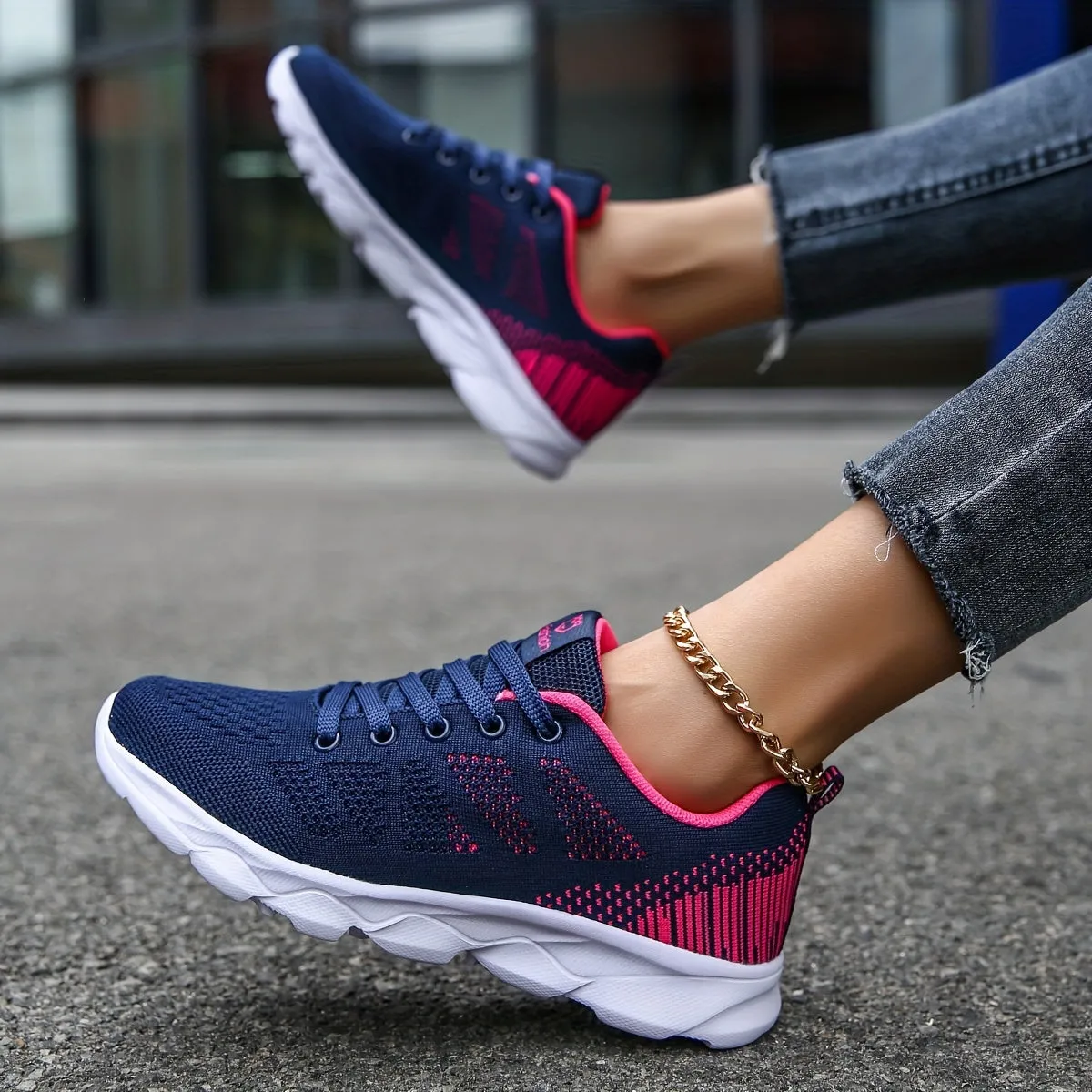 Womens Super-Breathable Lace-Up Sport Shoes - Lightweight & Fashionable Flying Woven Design - Ideal for Casual Everyday Wear - Durable & Comfortable