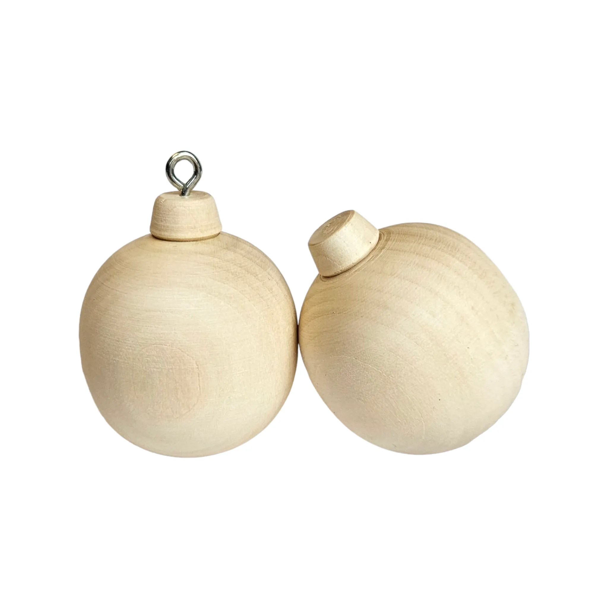 Wood Ball Tree Ornaments, 4 pieces