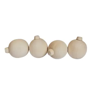 Wood Ball Tree Ornaments, 4 pieces