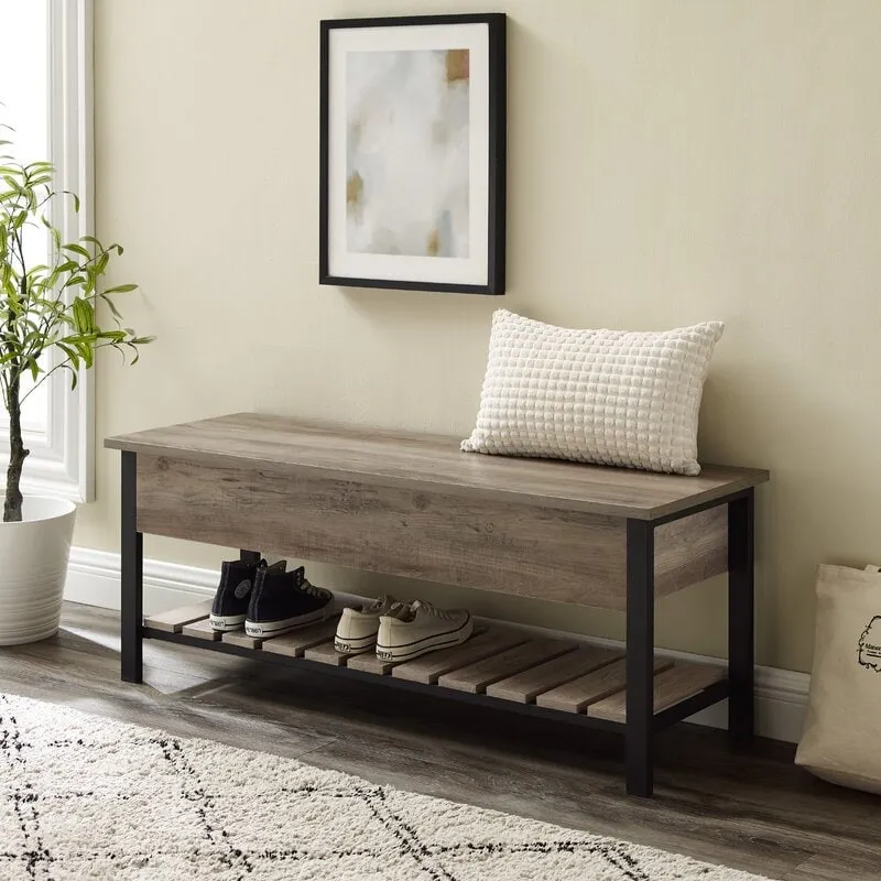 Wooden Storage Ochlocknee Flip Top Storage Bench