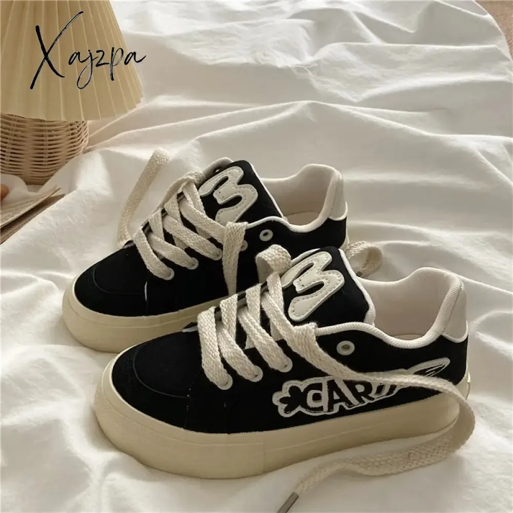 Xajzpa Designer Women's Sneakers Casual Spring Autumn Lace Up Fashion Woman Platform  Flats Sneakers Shoes Female Sports Shoes Tennis