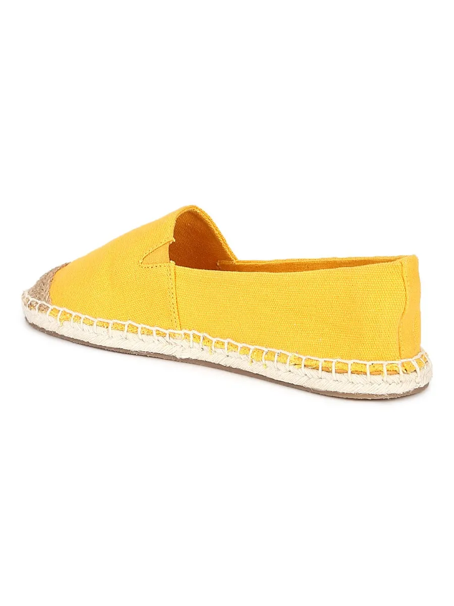 Yellow Canvas Slip On Espadrille Shoes