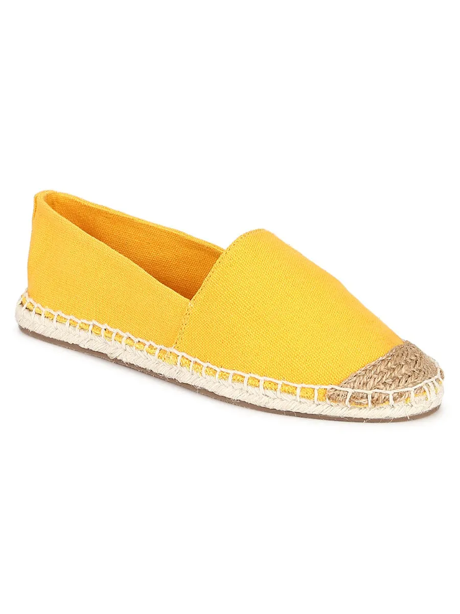 Yellow Canvas Slip On Espadrille Shoes