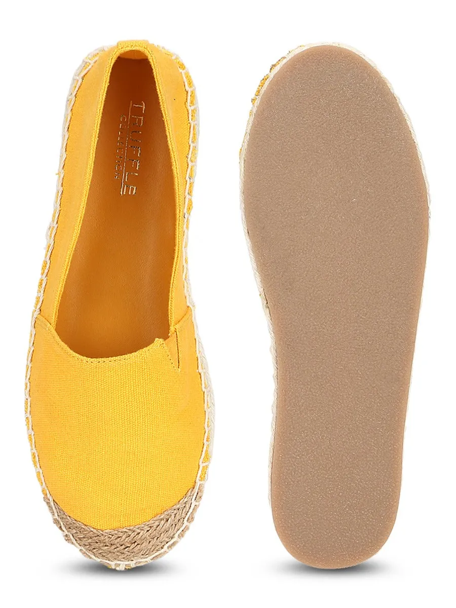 Yellow Canvas Slip On Espadrille Shoes