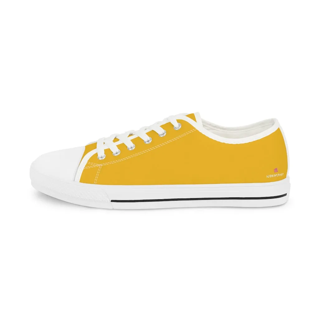 Yellow Color Men's Sneakers, Best Solid Yellow Color Men's Low Top Sneakers Running Canvas Shoes