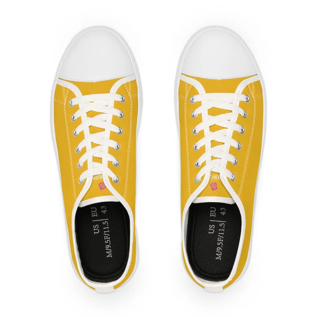 Yellow Color Men's Sneakers, Best Solid Yellow Color Men's Low Top Sneakers Running Canvas Shoes