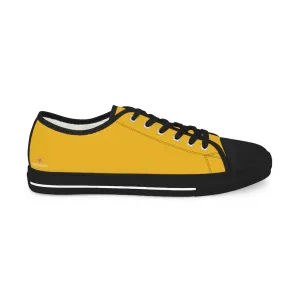 Yellow Color Men's Sneakers, Best Solid Yellow Color Men's Low Top Sneakers Running Canvas Shoes