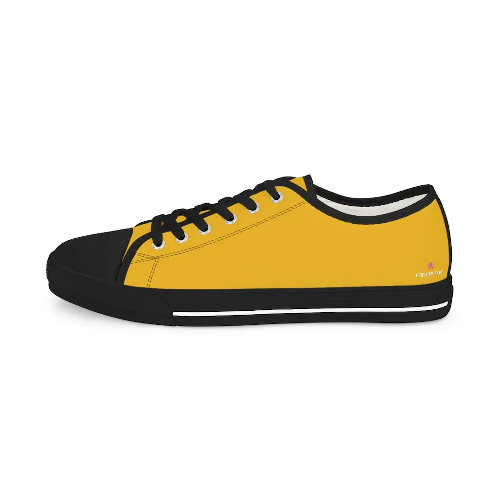 Yellow Color Men's Sneakers, Best Solid Yellow Color Men's Low Top Sneakers Running Canvas Shoes