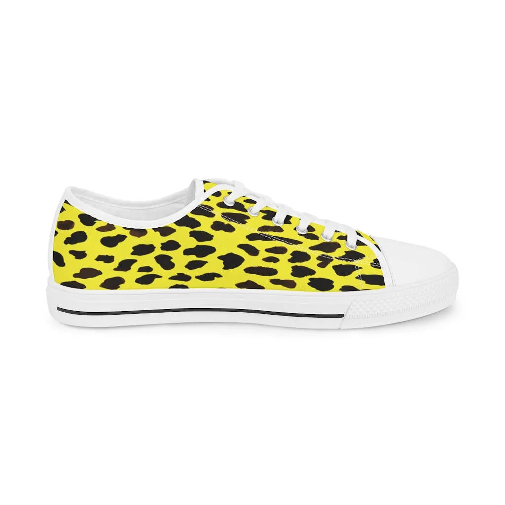 Yellow Leopard Men's Tennis Shoes, Yellow Leopard Animal Print Best Fashion Men's Low Top Sneakers  (US Size: 5-14)