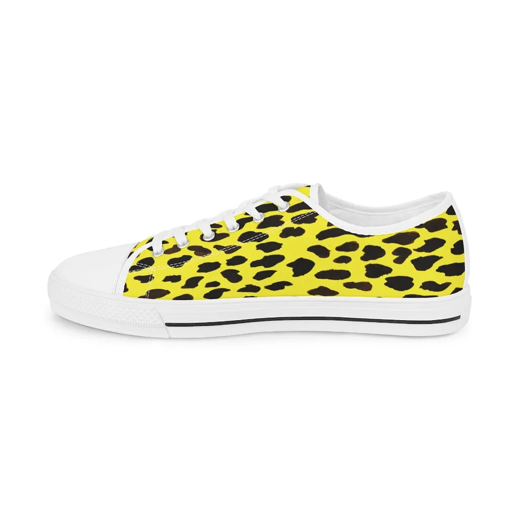 Yellow Leopard Men's Tennis Shoes, Yellow Leopard Animal Print Best Fashion Men's Low Top Sneakers  (US Size: 5-14)