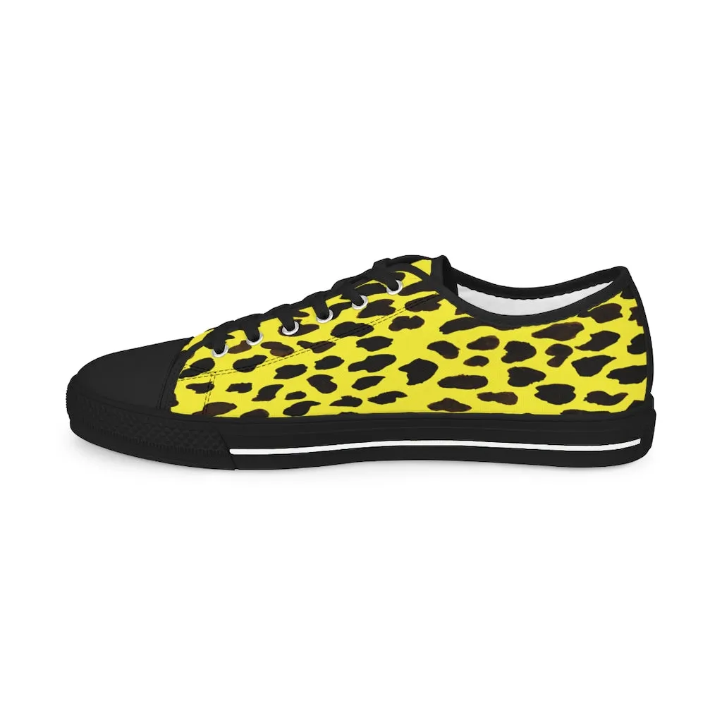 Yellow Leopard Men's Tennis Shoes, Yellow Leopard Animal Print Best Fashion Men's Low Top Sneakers  (US Size: 5-14)