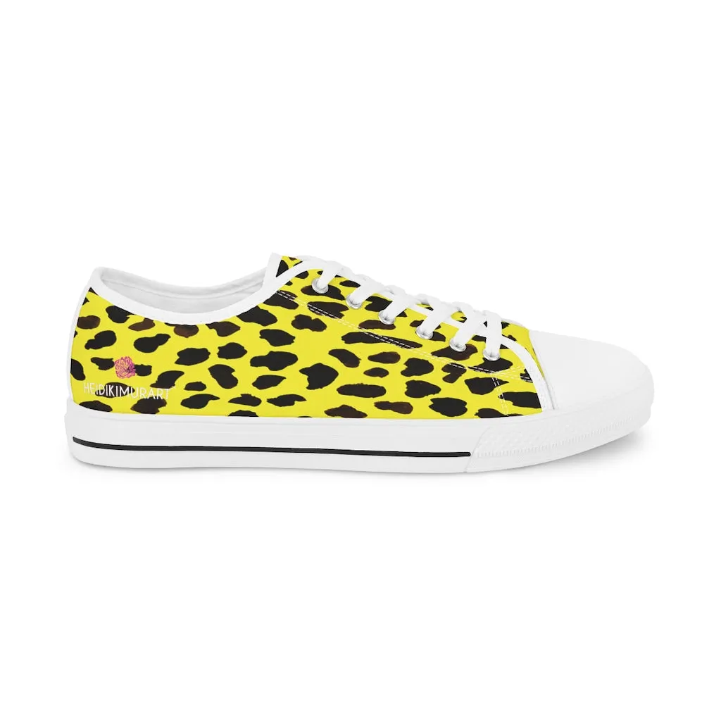 Yellow Leopard Men's Tennis Shoes, Yellow Leopard Animal Print Best Fashion Men's Low Top Sneakers  (US Size: 5-14)